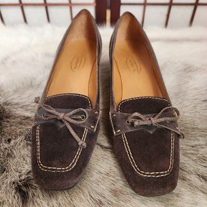 Talbots Brown Suede Low Heels Size 6B Made in Brazil